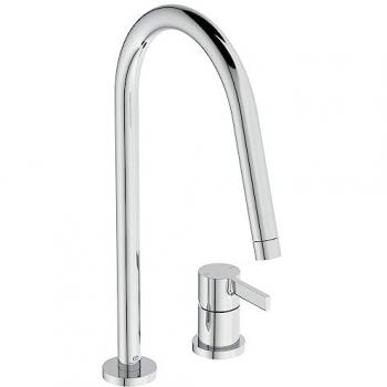 Robinet de cuisine chromé Ideal Standard 2 trous avec bec haut