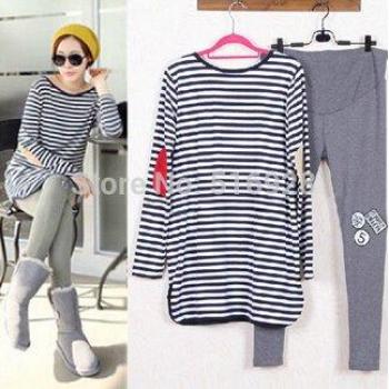 Maternity Leggings and Long Sleeve Top Set for Pregnant Women
