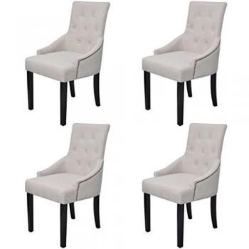 Sillas de comedor vidaXL 4 piezas gris crema