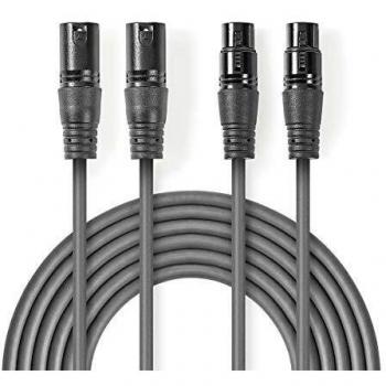 Kit de cables XLR balanceados Nedis 2× 3‑pinos macho