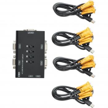 USB‑VGA Quad KVM Switch – Shared Monitor & USB Devices