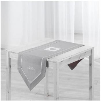 Chemin de table brodé gris 40 x 150 cm Amandine