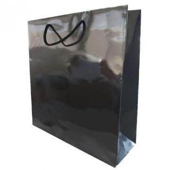 Saco de Papel Couché 200g Preto com Alças de Cordão 54x13x44cm
