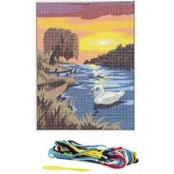Kit canevas paysage cygne 15 x 20 cm
