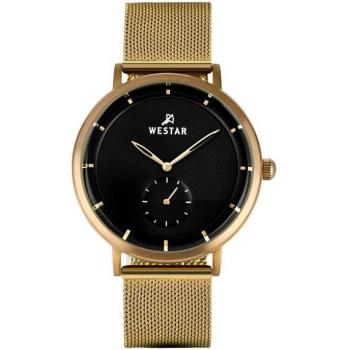 Westar Profile Zwarte Herenklok met Gouden RVS Accenten