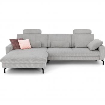 Die PlanBar L‑Form Ecksofa MP‑IN20110, grau, 302 × 87 × 178 cm, Federkernpolsterung
