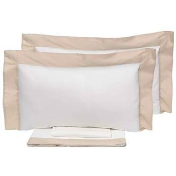 Lenzuola 1 Piazza e Mezzo: Set con Bordi in Raso Garrini Eveline (Avorio/Beige) – Soprà, Sottò e Federe