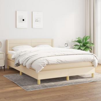 Cama box spring moderna con colchón color crema 140x200 cm