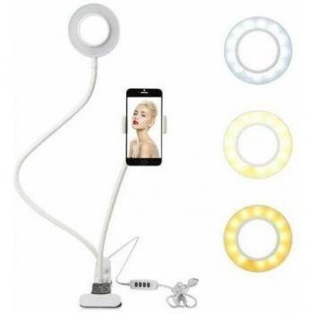 Supporto per selfie con luce LED bianca per smartphone da tavolo