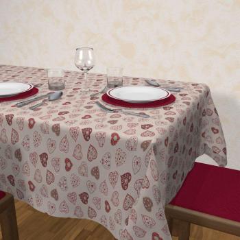 Tovaglia Antimacchia “Juta” Cuori Rossi 140x220 cm