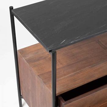 Mueble de TV de mártaupe con almacenamiento en acacia maciza de 152 cm