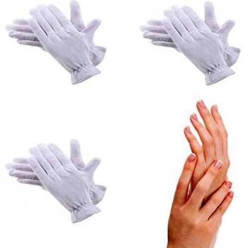 Lot de 3 Paires de Gants Hydratants en Coton Blanc