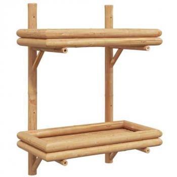 Two-Story Bamboo Wall Shelf, 45x26x60 cm (Wood‑Brown)