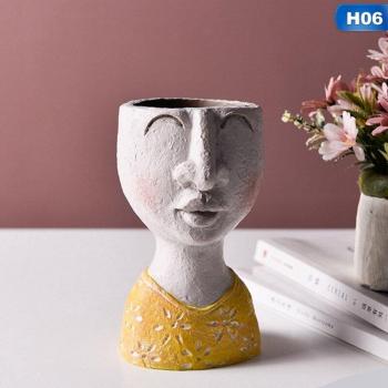 Sculptural Flower Pot with Human Features