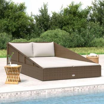 Prolenta Lit de jardin 110x200 cm, finition marron, tresse en résine