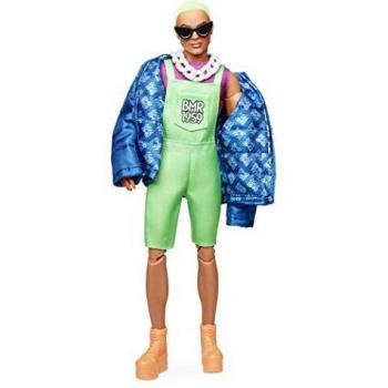 Barbie GHT96 BMR1959 Ken Streetwear Signature – modische Puppe im neon Overall inklusive Ständer