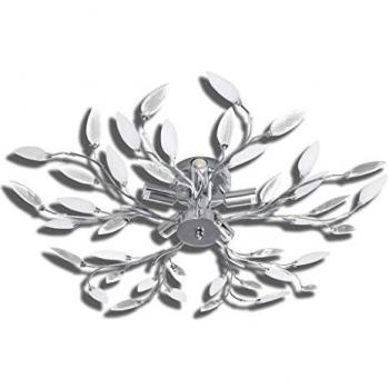 VidaXL Modern Ceiling Lamp Acrylic Crystal Leaf Style 5 E14 Bulbs