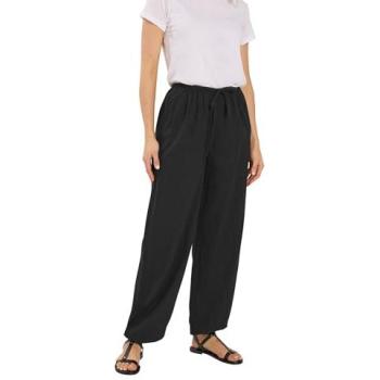 Black Tall Sally Women's 20L Textured Gathered‑Hem Pants