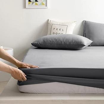 Kono Fitted Sheet Single Bed 25CM Depth Pocket Dark Grey