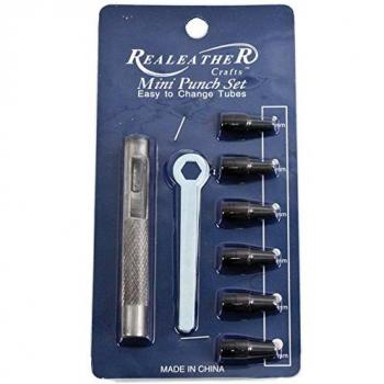 Realeather Mini Hole Punch Set, Silver, Multicolor, 1/16-3/16