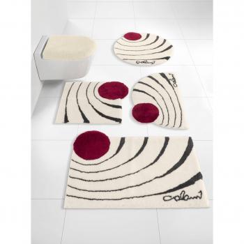 Tapis de Bain Blanc/Rouge Manufaité à la Main – Série Helline Home