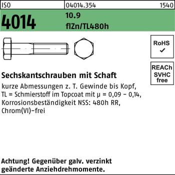 Sechskant-Schraube mit Schaft ISO 4014, M24 x 130 mm, Zink-Beschichtung, Stahl Klasse 10.9