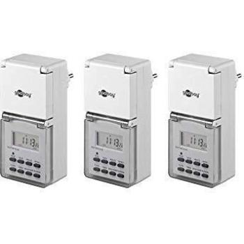 Goobay 3er Pack Digitale Zeitschaltuhr IP44