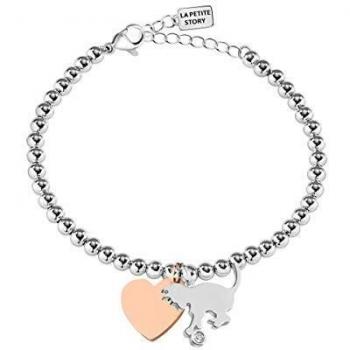 Bracelet femme La Petite Story en laiton et acier avec motifs de chien et de chat