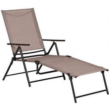 Outsunny Bain de Soleil Pliable transat inclinable 5 Positions Chaise Longue Grand Confort avec accoudoirs 152L x 65l x 100H cm métal époxy textilène Sable