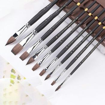 Ensemble artistique 9 pièces – Brosses aquarelle, poils d’animaux, couleur gris