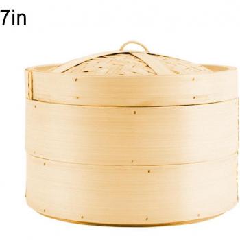 Deep Bamboo Steamer Basket with Cover