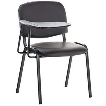 CLP Besucherstuhl Ken mit Klapptisch | Robuster Konferenzstuhl mit gepolsterter Sitzfläche und Kunstlederbezug, Farbe: blau