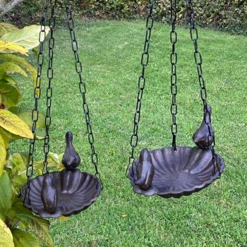 Hanging Cast Iron Bird Bath (Set of 2)