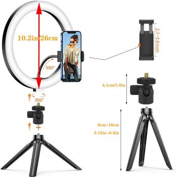 Selfie Ringlicht mit dimmbarer Helligkeit und Stativ