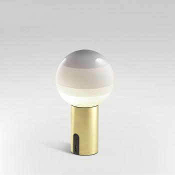 Lampe portable en métal et verre soufflé Dipping Marset blanc doré