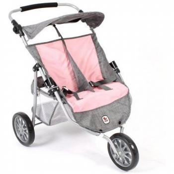 Carrito Doble Jogger Bayer Chic 2000 Gris-Rosa