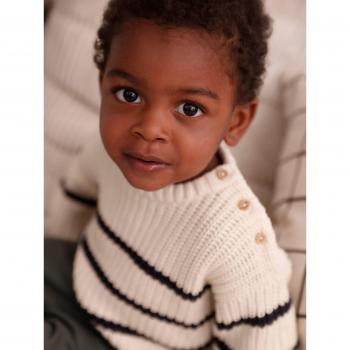Bebe VERTBAUDET Pull beige côtelé perlée chiné