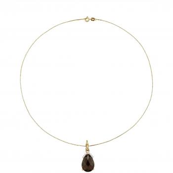 KLiNGEL Eleganter Damenclip mit Rauchquarz und Kettenfassung