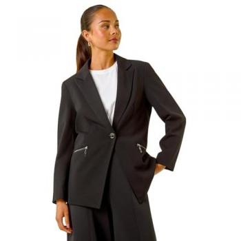 Size 18 Petite Black Zip Pocket Blazer – Roman