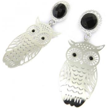 Les Trésors De Lily Silver Owl Earrings