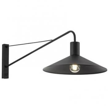 Retro Schwarz Metall Wandleuchte mit Schalter E27 36 cm und Deckenleuchte Colton
