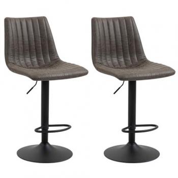 Lot de Deux Tabourets VENEZA – Tissu Suédine Gris – Dossier Droit