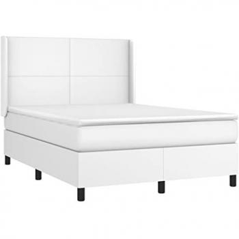 Lit Rembourré avec Matelas et LED Blanc 140x200 cm Similicuir
