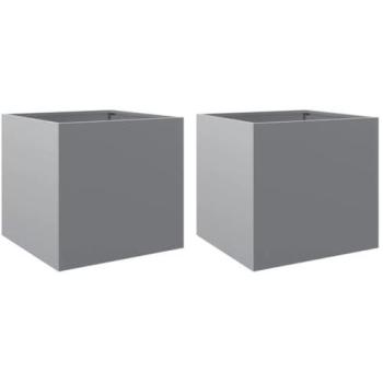 Macetero Elevado para Jardín y Terrazas Plata 42x40x39 cm – Paquete Dúo