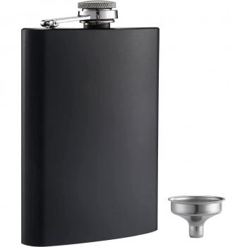 Bouteille de Voyage Anti-Entrecoups 6 oz – Mat Noir, Acier inox, Entonnoir