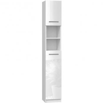 Marello – Colonne de salle de bain moderne 183×32×30 cm, 2 portes + étagères – Blanc