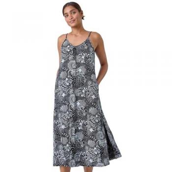 Abstract Swing Midi Dress – Black – UK 18