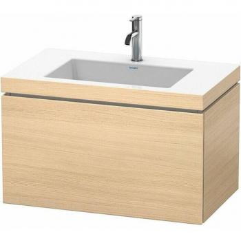 Duravit Lavabo L‑Cube con Base C‑Bonded, 500 × 800 × 480 mm, Estilo Roble Mediterráneo, Orificio único