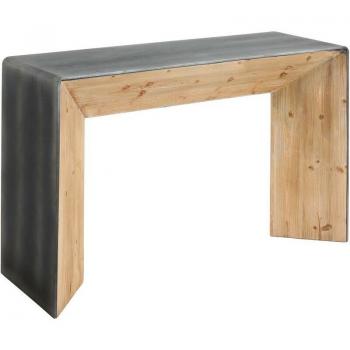 Consolle Soggiorno HHG 610 – Design Rustico-Industriale – Legno Abete & Finitura Nera
