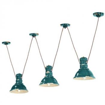 Lampadario a Sospensione Ferroluce Industrial 3 Luci Verde